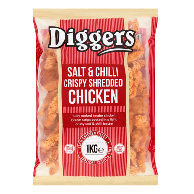 Frozen Crispy Chicken Shredders Salt & Chilli Diggers 1kg ( Only Click & Collect)