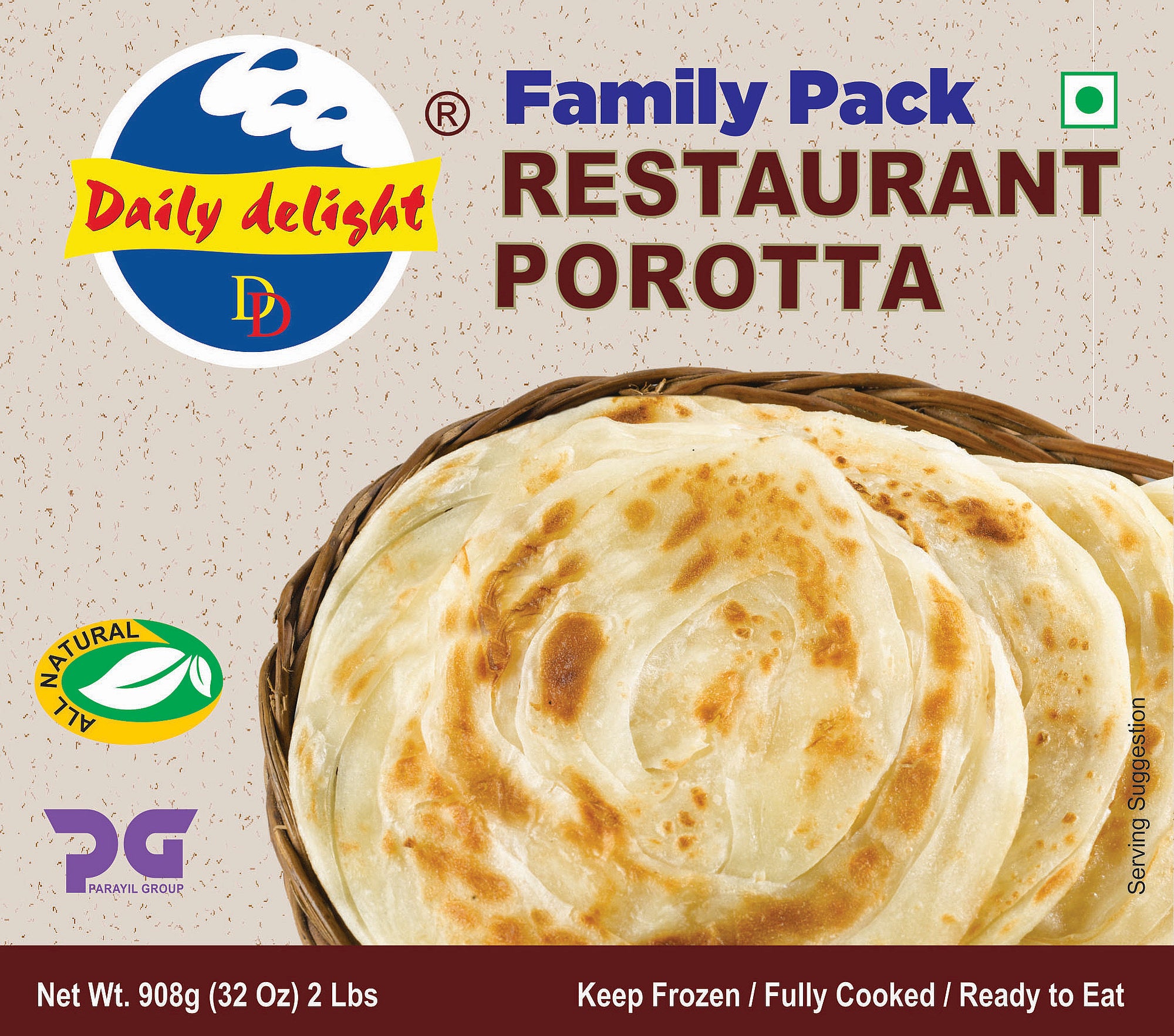 Frozen Restaurant Porotta Daily Delight 908g (Only Click & Collect)