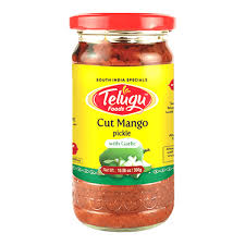 Cut Mango Pickle w Garlic Telugu Foods 300gm B1G1