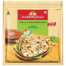 Frozen Garlic Coriander Naan Aashirvaad 400gm (Only for Blanch, Lucan, Meath, Maynooth & Kilcock)