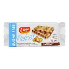 Poker Hazelnut Sugar Free Waffers Lago 45gm