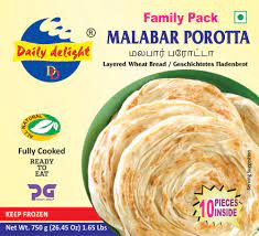 Frozen Malabar Porotta Family Daily Delight 750gm (Only for Blanch, Lucan, Meath, Maynooth & Kilcock)