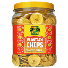 Plantain Chips Sweet Chilli Tubs Tropical Sun 450gm